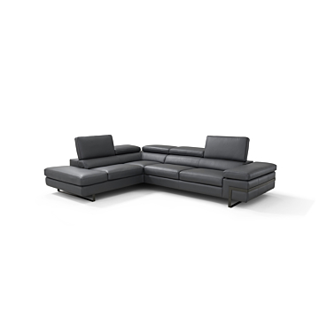 J & M Rimini Leather Sectional, Dark Gray