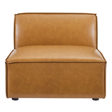 Modway Restore Vegan Leather Sectional Sofa Armless Chair-Tan
