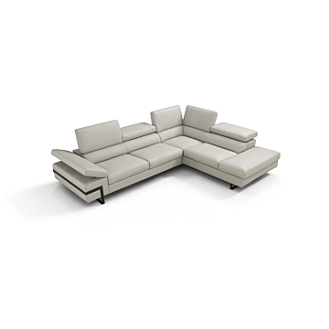 J & M Rimini Leather Sectional, Light Gray