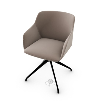 Calligaris Elle Upholstered Armchair With 360° Swivelling Aluminum Base