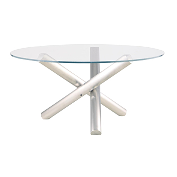 Chintaly Star Contemporary Dining Table with 48" Glass Top & Steel Base