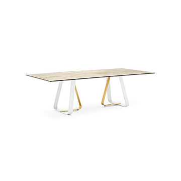 Calligaris Sunshine 4128-FR250 modern table with rectangular top and metal base | Made to Order