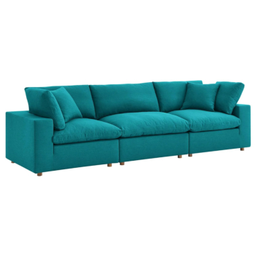 Modway Commix Down Filled Overstuffed 3 Piece Sectional Sofa Set-Teal