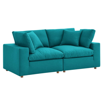 Modway Commix Down Filled Overstuffed 2 Piece Sectional Sofa Set-Teal