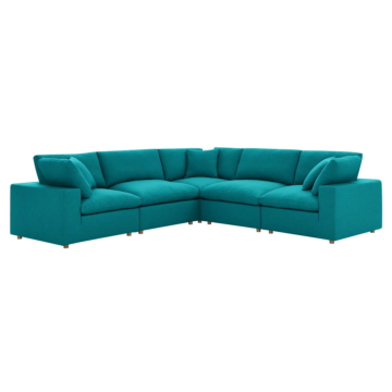 Modway Commix Down Filled Overstuffed 5 Piece 5-Piece Sectional Sofa-Teal