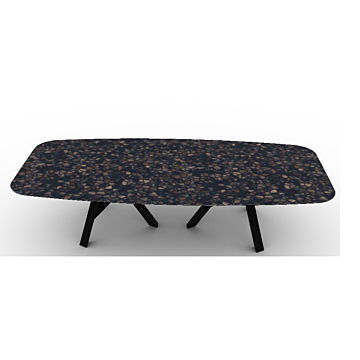 Calligaris Jungle Table With Elliptical Top And Wooden Legs