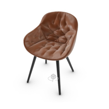 Calligaris Igloo Upholstered And Quilted Armchair With Wooden Legs