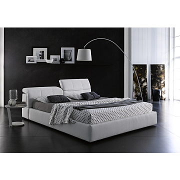Tower Modern Storage Bed in White Eco-Leather by J&M Furniture