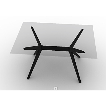 Calligaris Kent Table With Rectangular Fixed Top And Central Wooden Base