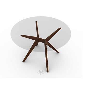 Calligaris Kent Table With Round Fixed Top And Central Wooden Base