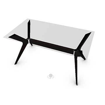 Calligaris Tokyo Table With Rectangular Fixed Top And Wooden Legs