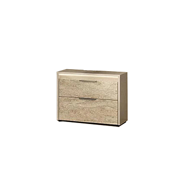 ALF Tullia Nightstand – Travertine Eco-Stone & Champagne High Gloss