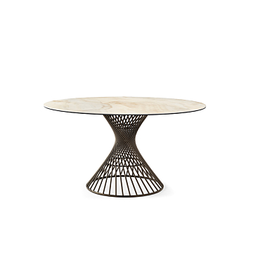 Calligaris Vortex CS4108-FD140 Dining Table With Round Top And Central Metal Base | Made to Order