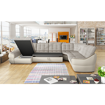 Cortex Infinity XL Sleeper Sectional Sofa, Left Facing Chaise, Cream-Caramel