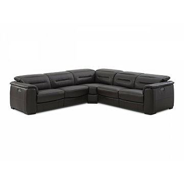 Rossi Sectional with Power Recliners | Creative Furniture Leather, Brown
