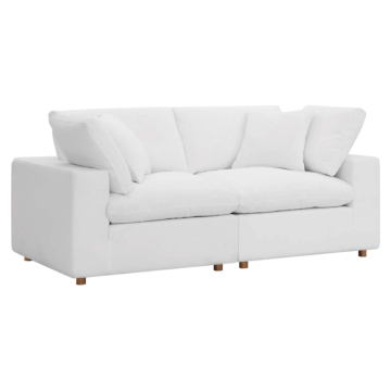 Modway Commix Down Filled Overstuffed 2 Piece Sectional Sofa Set-White