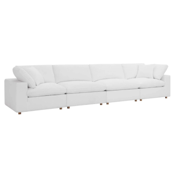 Modway Commix Down Filled Overstuffed 4 Piece Sectional Sofa Set-White