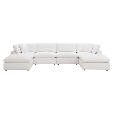 Commix Down Filled Overstuffed 6-Piece Sectional Sofa-White