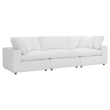 Modway Commix Down Filled Overstuffed 3 Piece Sectional Sofa Set-White