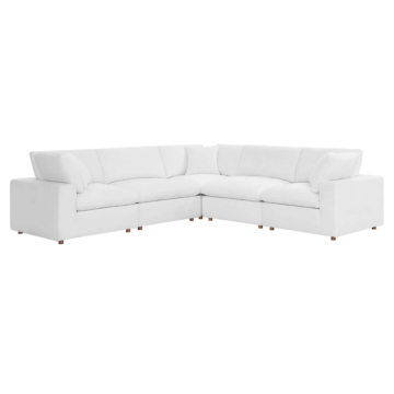 Modway Commix Down Filled Overstuffed 5 Piece 5-Piece Sectional Sofa-White