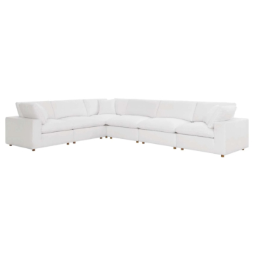 Modway Commix Down Filled Overstuffed 6 Piece Sectional Sofa Set-White