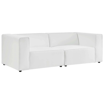 Modway Mingle Vegan Leather 2-Piece Sectional Sofa Loveseat-White
