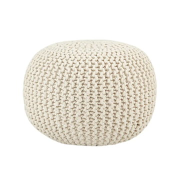 Vibe by Jaipur Living Asilah Indoor/ Outdoor Solid Round Pouf-White