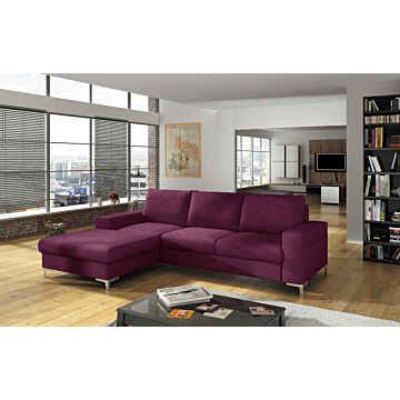 Cortex Lens Sleeper Sectional Sofa, Left Facing Chaise, Cherry